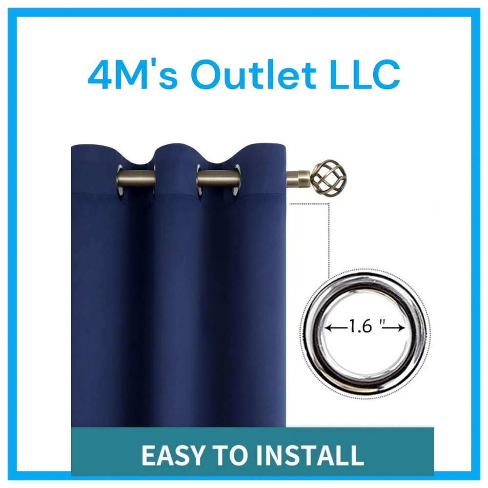 Navy Blue Grommet Curtain Panel
